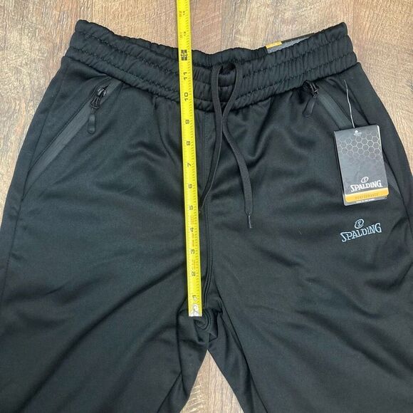 Spalding Men’s Black Joggers Sweat Pants Track Pants Tapered Fit Gym Workout M - Picture 6 of 8